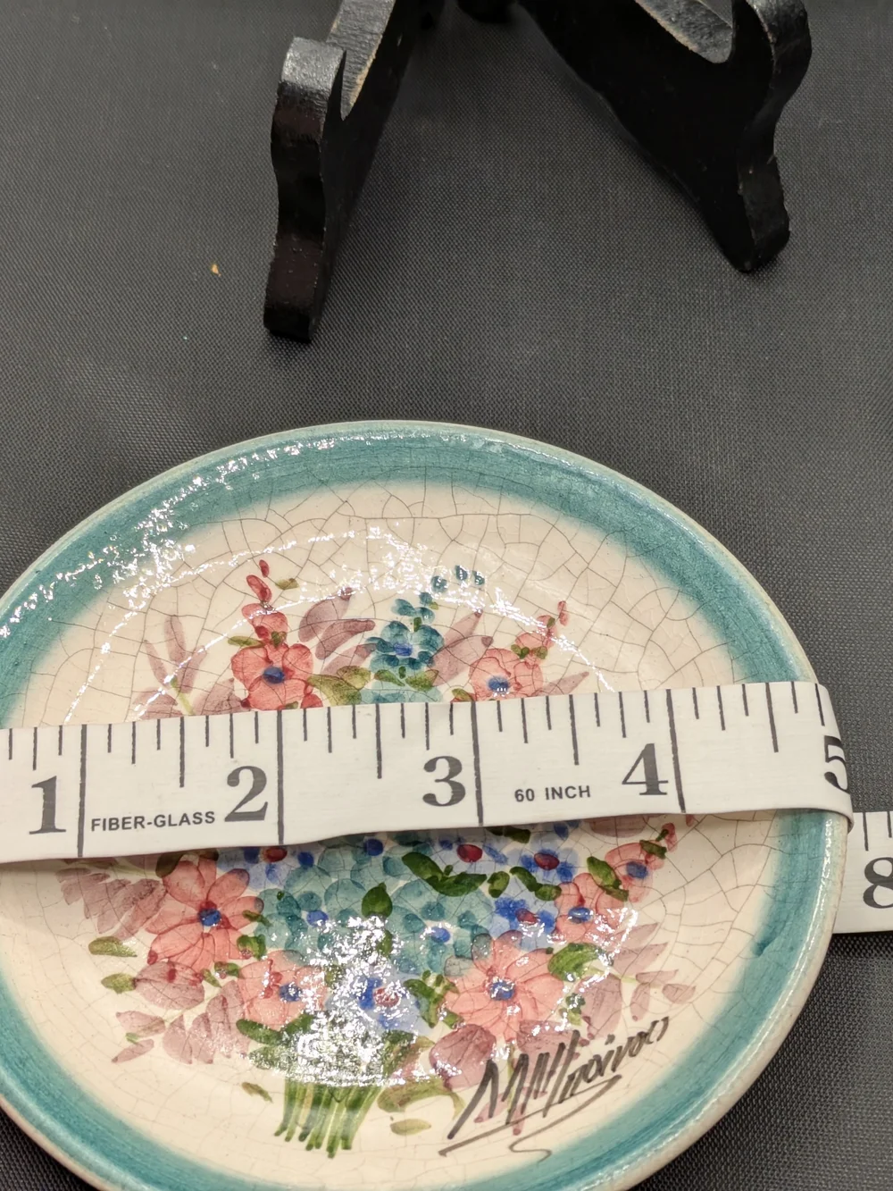 Hand-Painted Floral Ceramic Plates - Blue Trim Vtg Norwegian